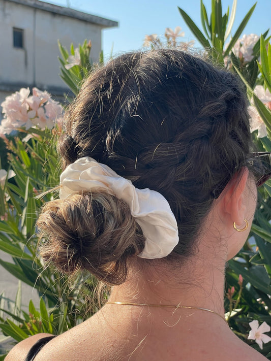 White Silk Scrunchie