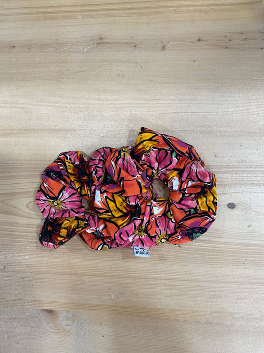 Orange Flowers Jersey Scrunchie