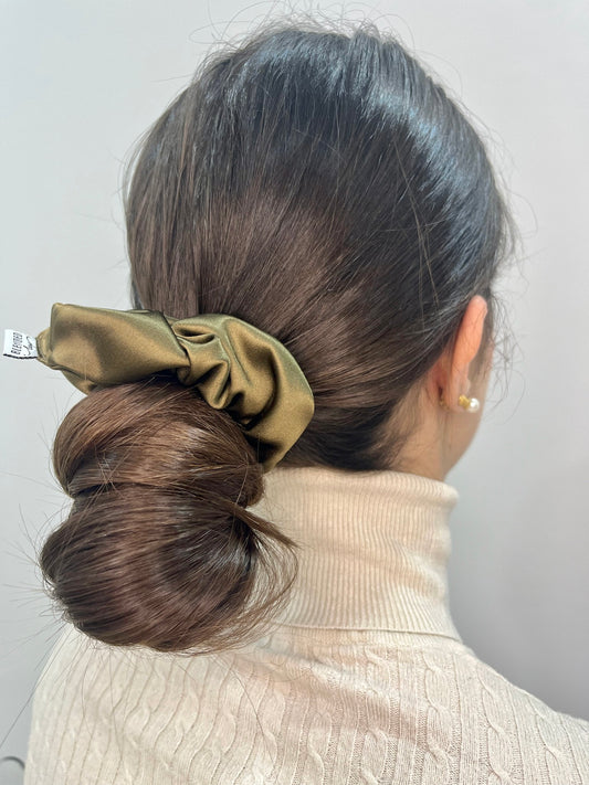 Khaki Silk Scrunchie