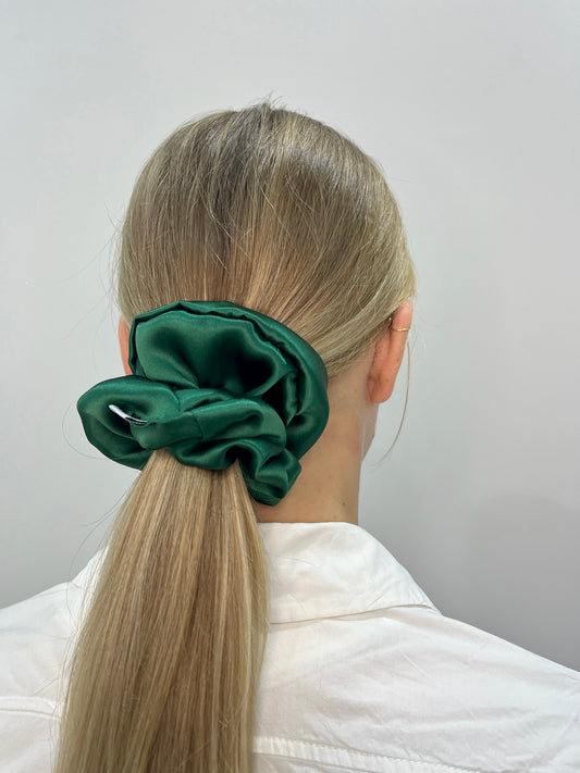 Dark Green Silk Scrunchie