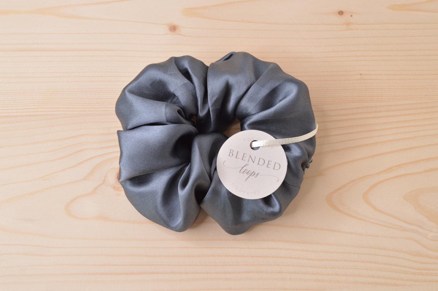 Anthracite Gray Silk Scrunchie