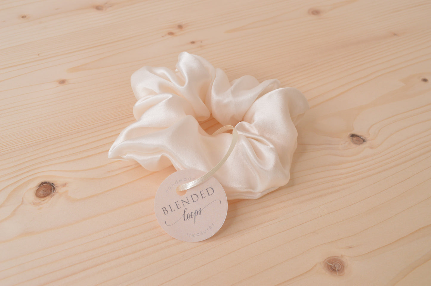 White Silk Scrunchie