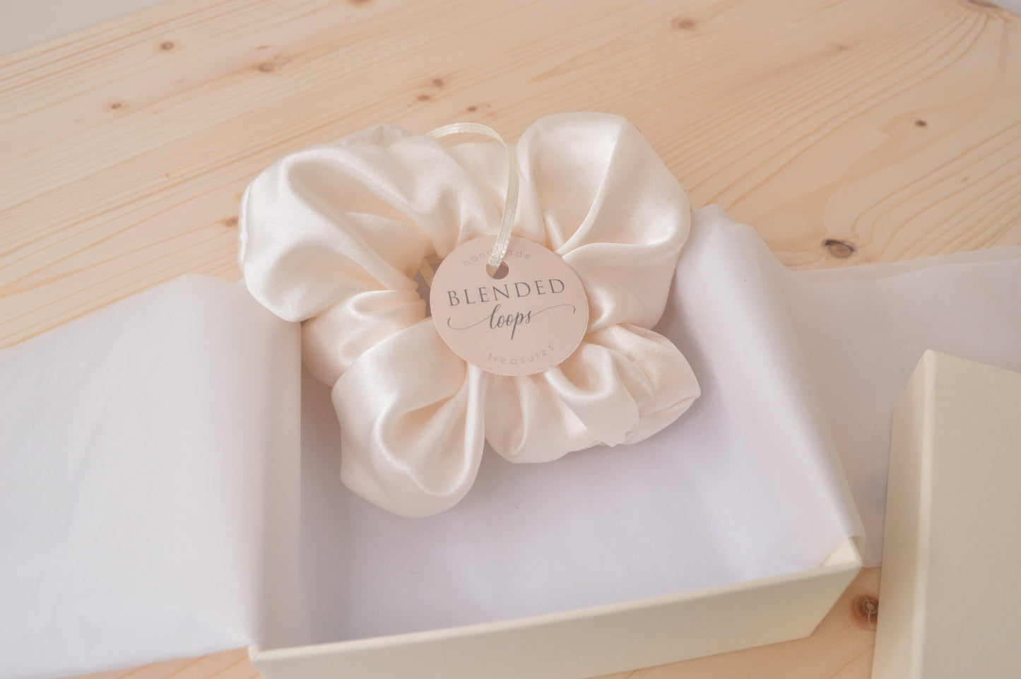 White Silk Scrunchie