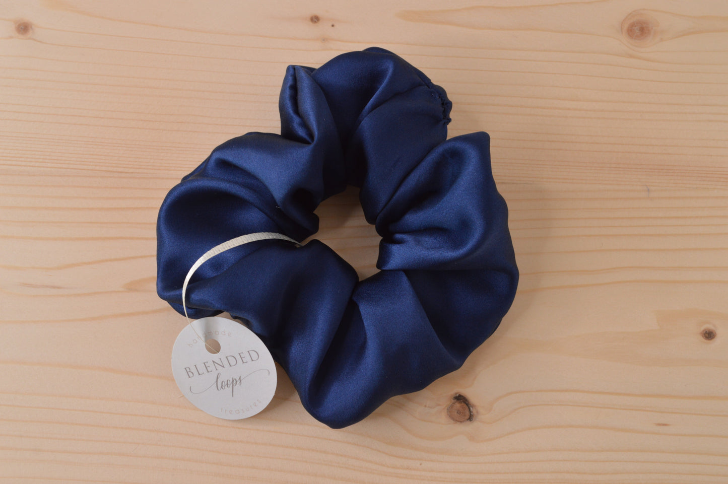 Dark Blue Silk Scrunchie