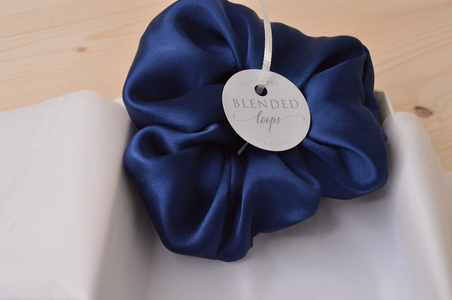 Dark Blue Silk Scrunchie